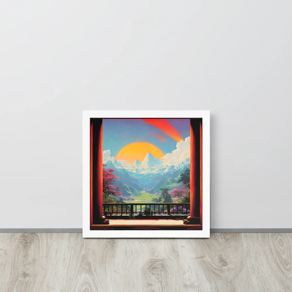 Golden Mountain Vista 
 Poster with White Frame | 14″x 14″
