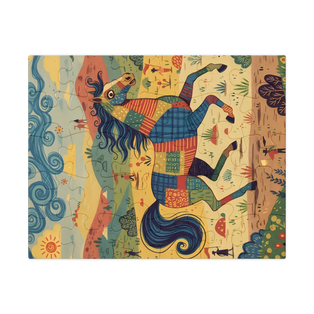 Patchwork Horse 
 Jigsaw Puzzle in Tin Box