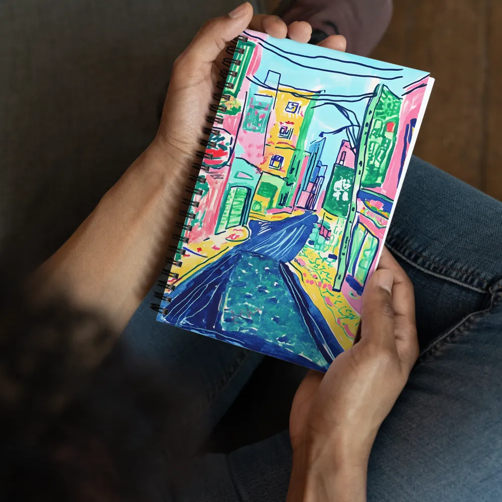 Dreamy Street in Vibrant Hues | Spiral Notebook