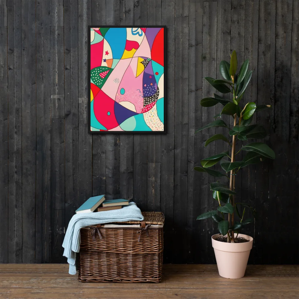 Playful Geometry in Color | Canvas with Black Frame | 20″×28″