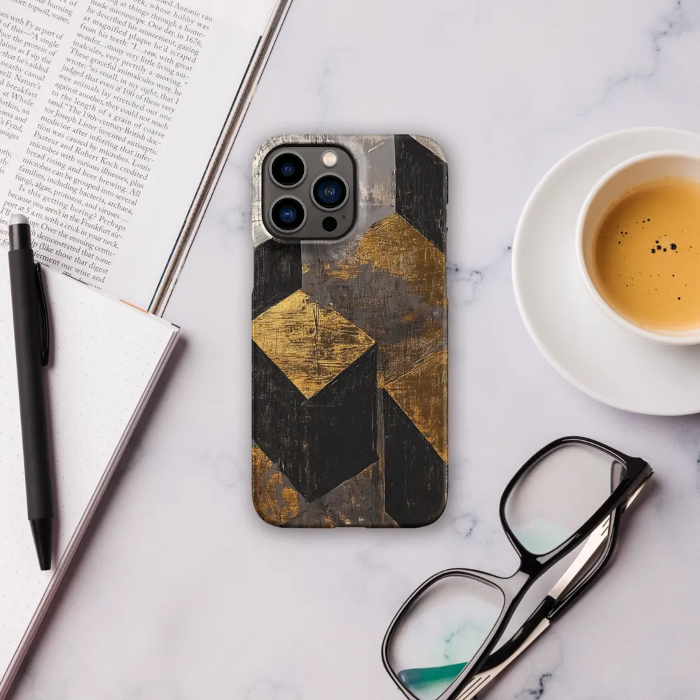 Geometric Harmony in Gold and Black | Phone Case |  13 Pro Max | Snap Case | Matte