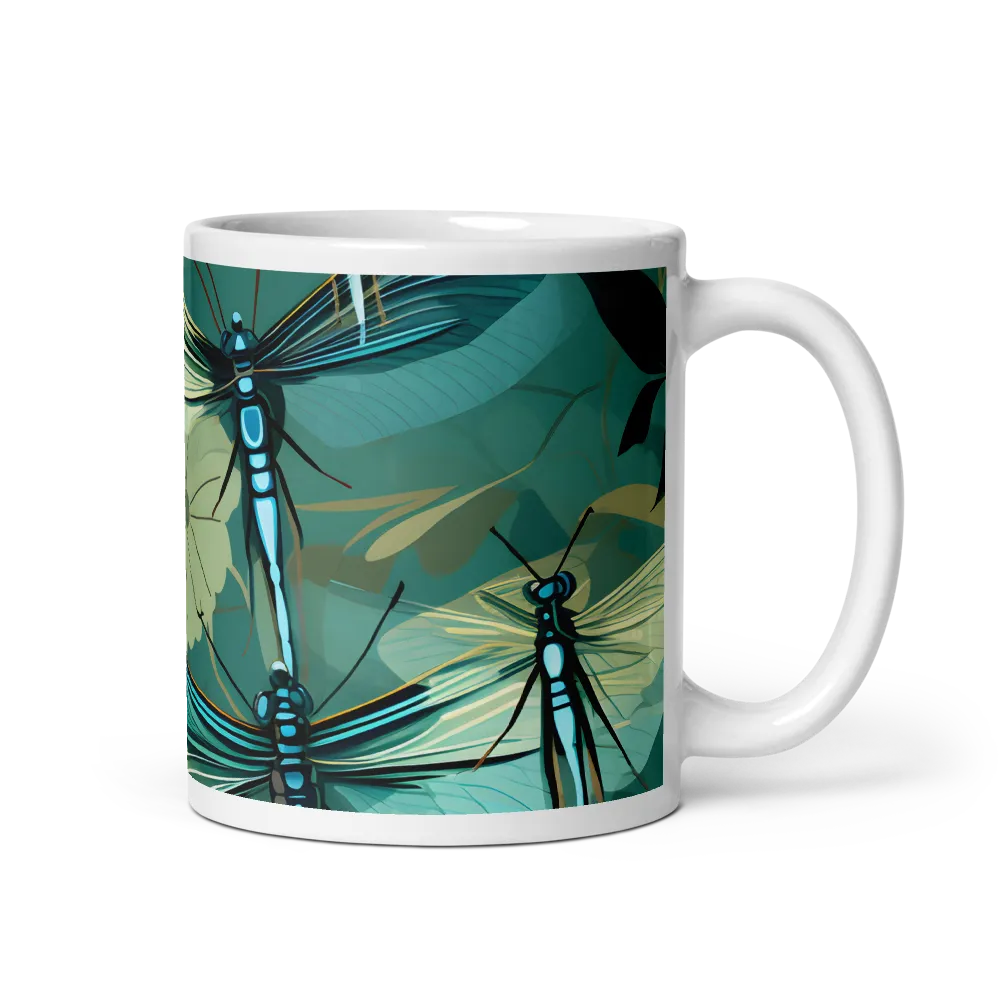 Whispers of Nature: Dragonflies in Harmony | Mug with White inside | 11 oz