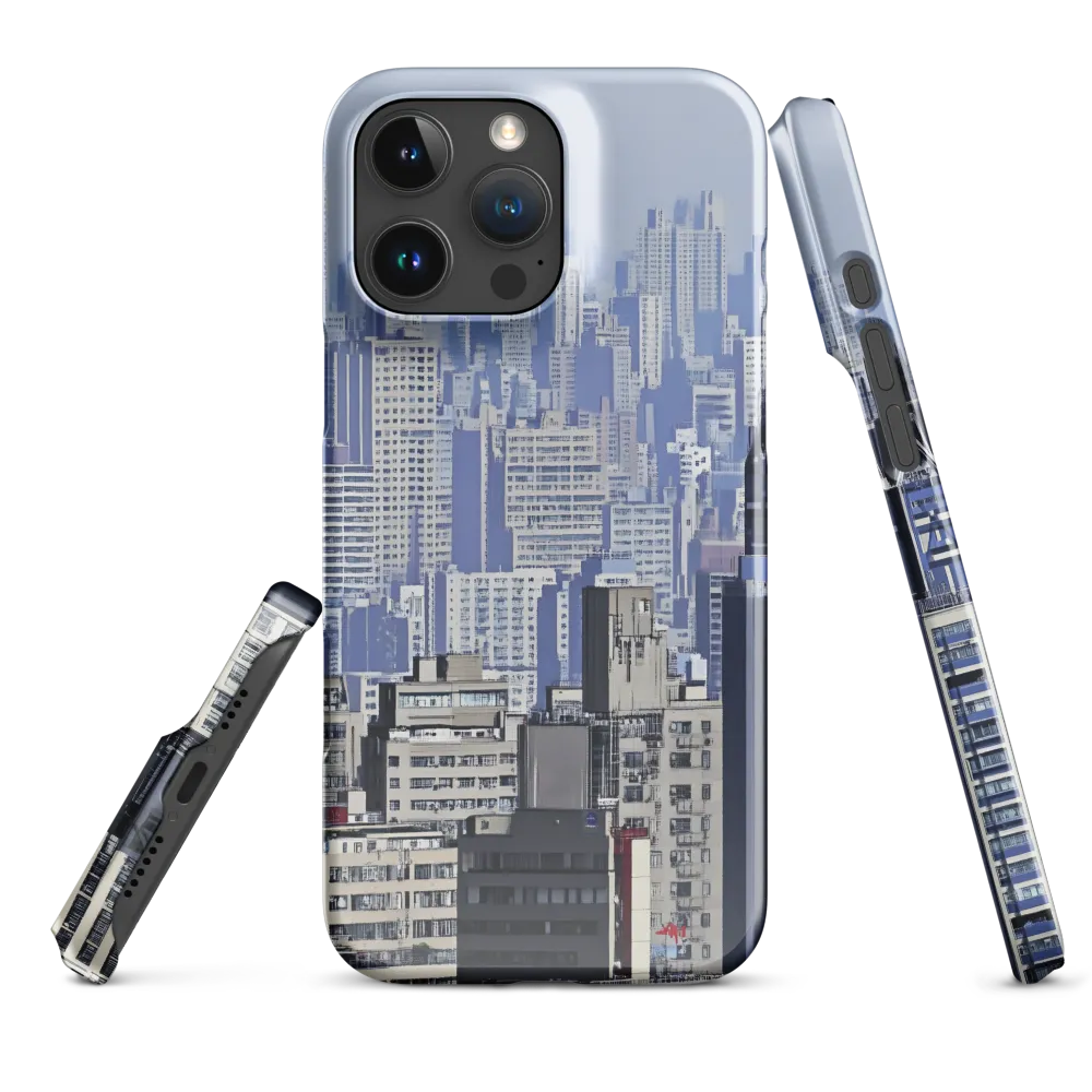 Urban Symphony: A Cityscape in Blues and Grays | Phone Case |  16 Pro Max | Snap Case | Glossy