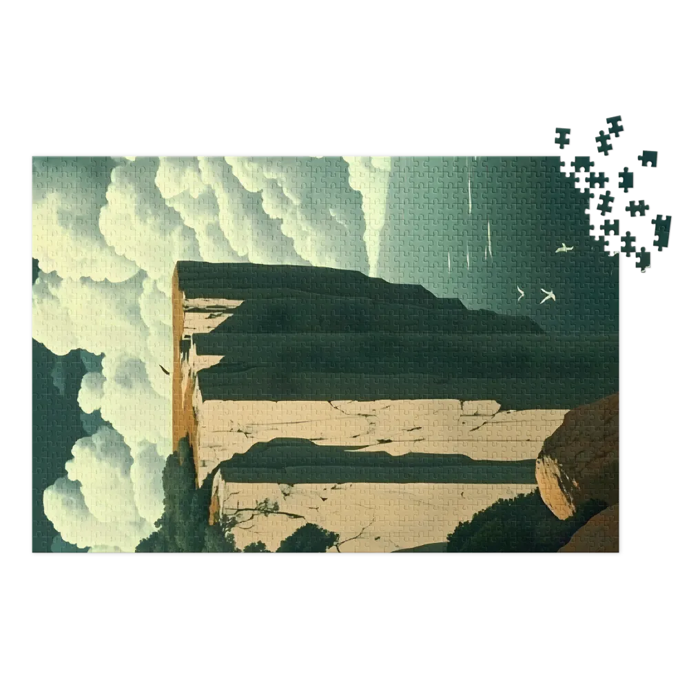 Cliff Above the Clouds 
 Jigsaw Puzzle in Tin Box