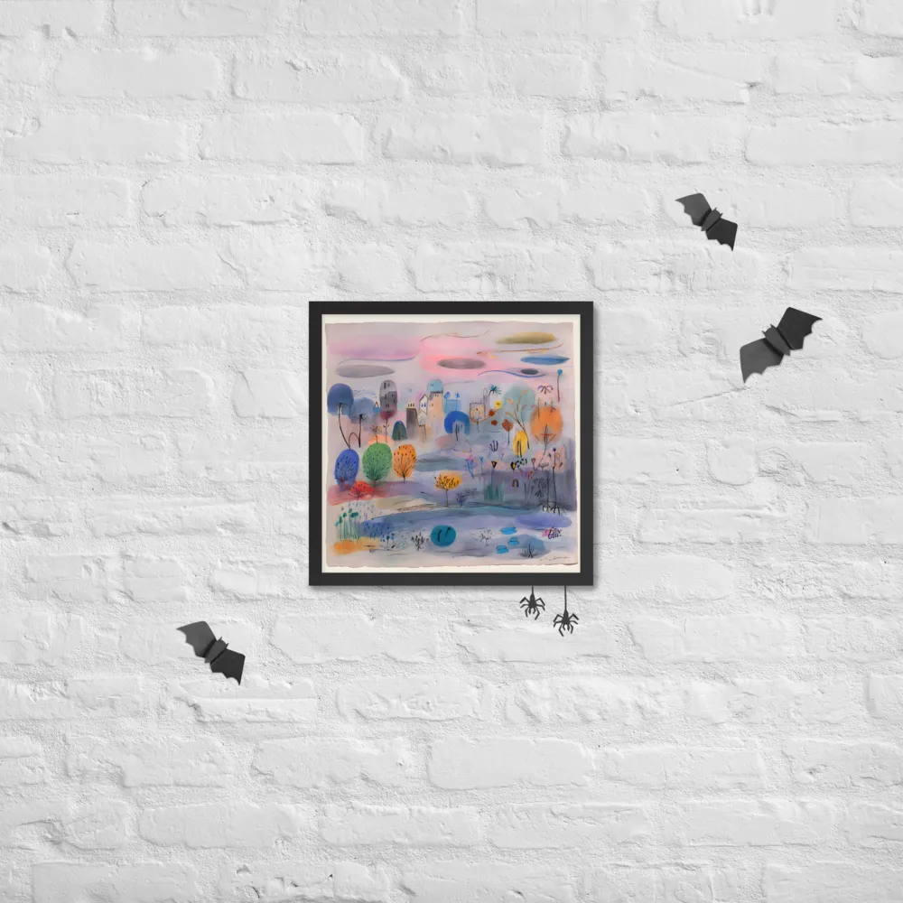 Dreamscape Village 
 Poster with Black Frame | 16″x 16″