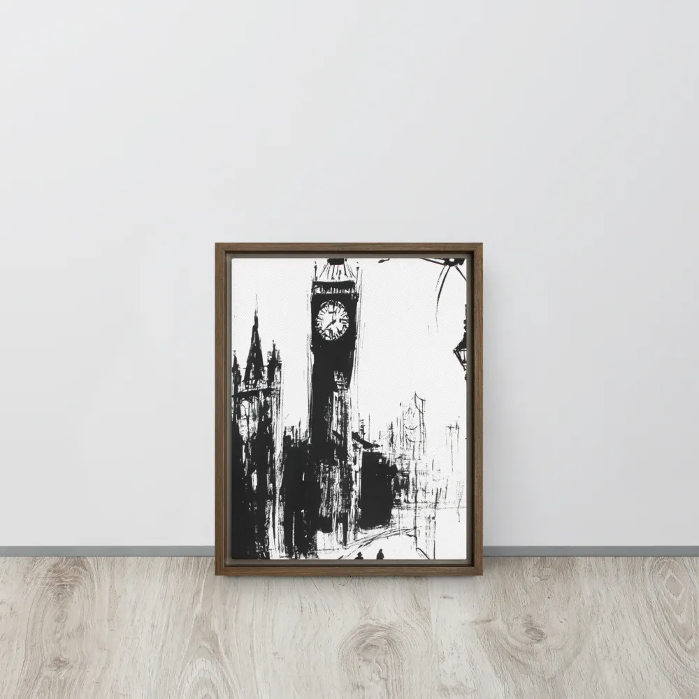 Clock Tower in Motion | Canvas with Brown Frame | 11″×14″
