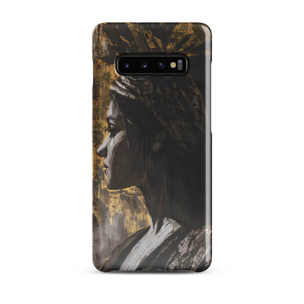 Golden Elegance: A Modern Profile Portrait | Phone Case |  S10 Plus | Snap Case | Glossy