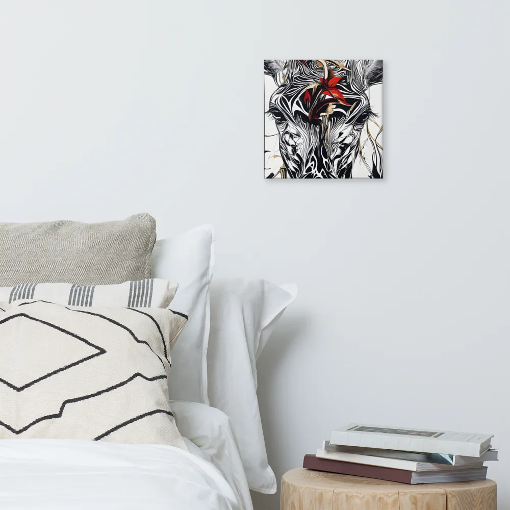 Floral Elegance: The Giraffe's Portrait | Canvas | 12″×12″