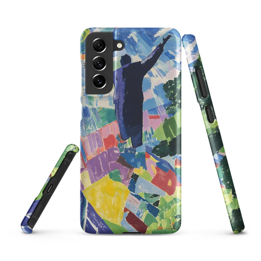 Elysium: A Soaring Figure Amidst Colorful Landscapes | Phone Case |  S21 FE | Snap Case | Matte