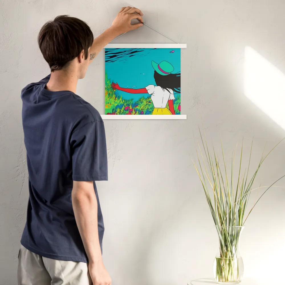 Whimsical Encounter | Poster With White Wood Hanger | 14″×14″