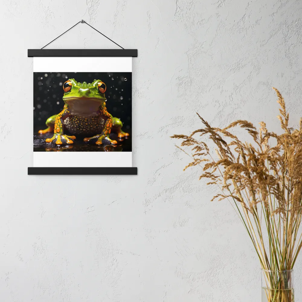 Emerald Elegance: The Frog in Focus | Poster With Black Wood Hanger | 11″×14″