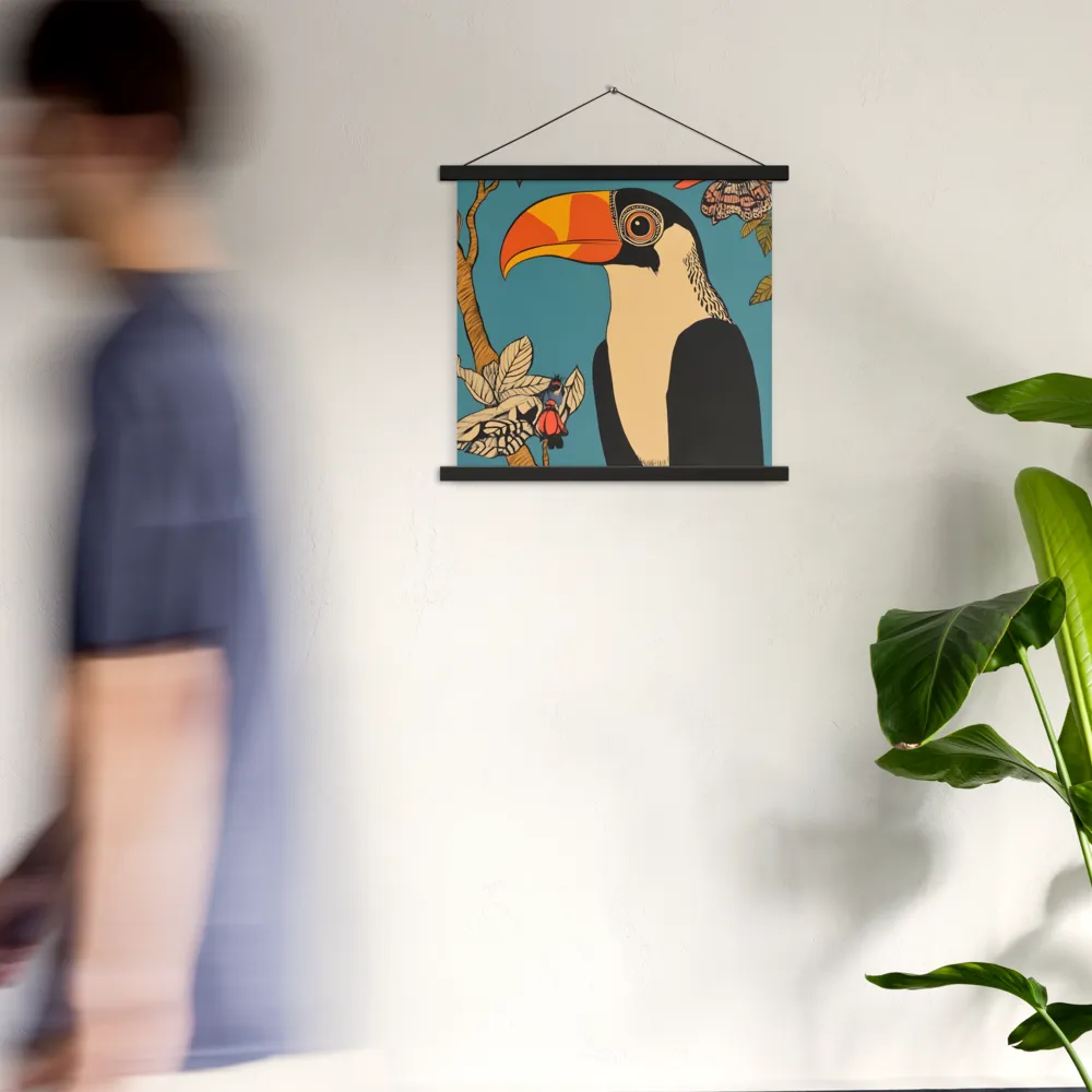 Tropical Majesty: The Toucan at Rest | Poster With Black Wood Hanger | 18″×18″
