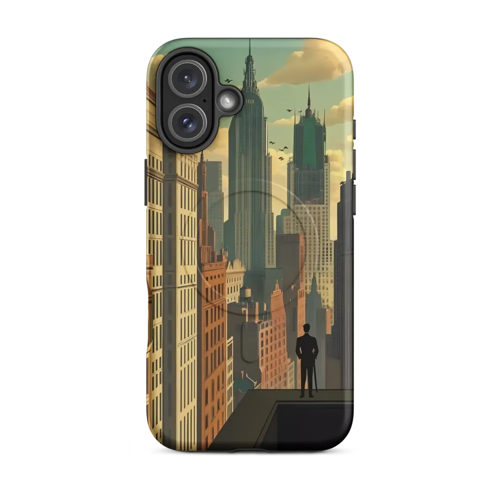 Urban Dreams: A Silhouette in Art Deco Cityscape