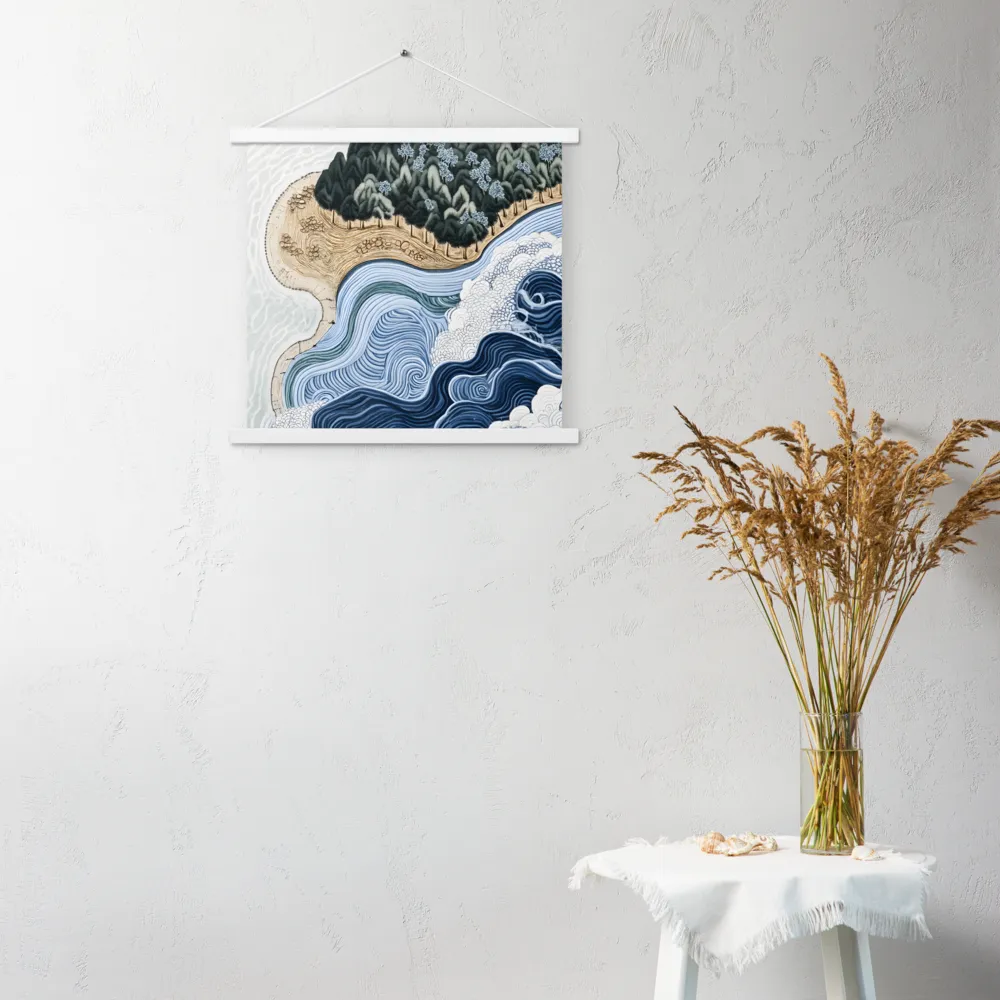 Oceanic Harmony: A Tranquil Landscape | Poster With White Wood Hanger | 18″×18″