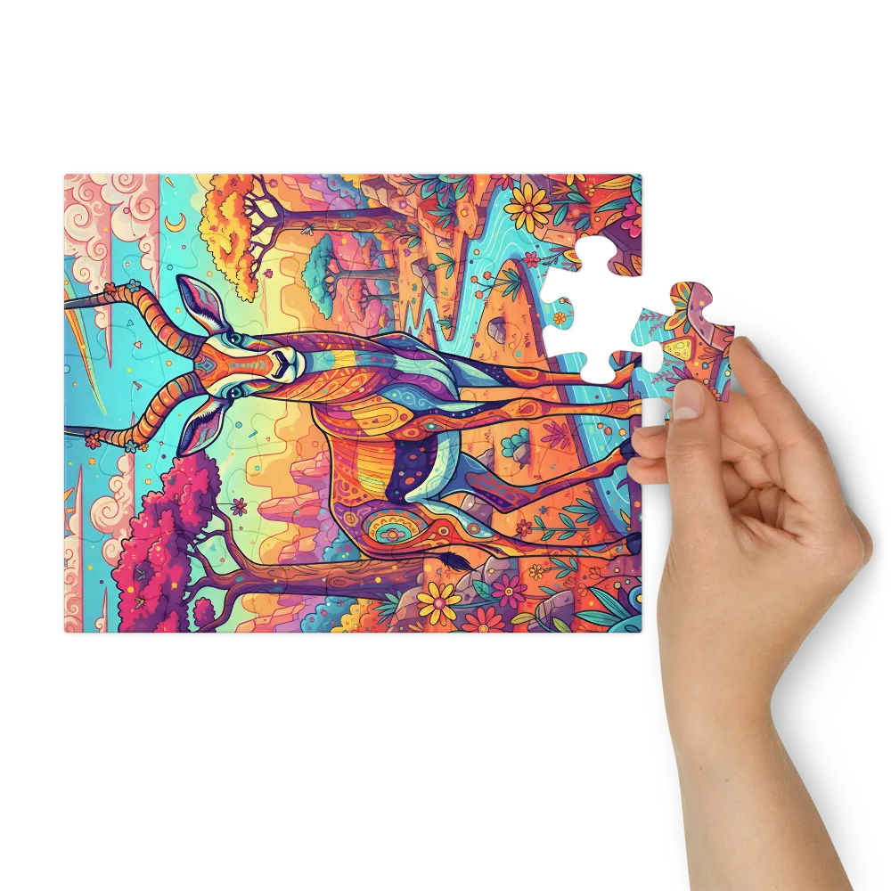 Psychedelic Antelope 
 Jigsaw Puzzle in Tin Box