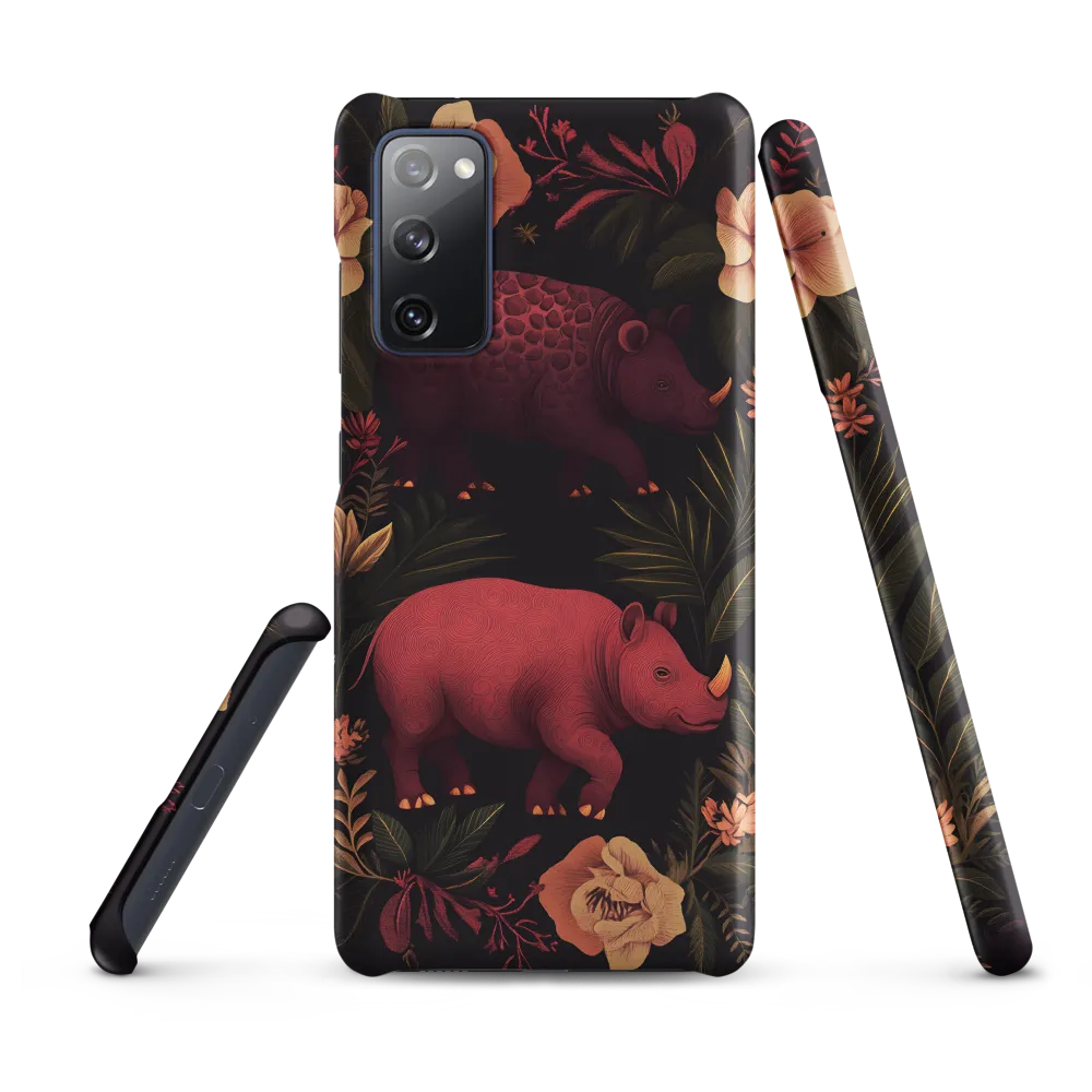 Rhinos in Floral Embrace