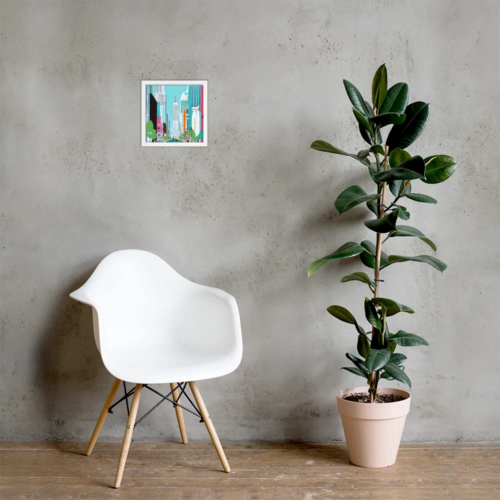 Urban Symphony: A Modern Cityscape | Poster with White Frame | 10″×10″