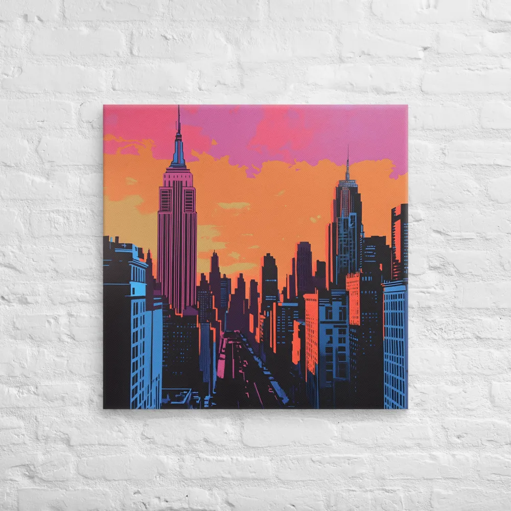 Sunset Over Skyscrapers | Canvas | 28″×28″