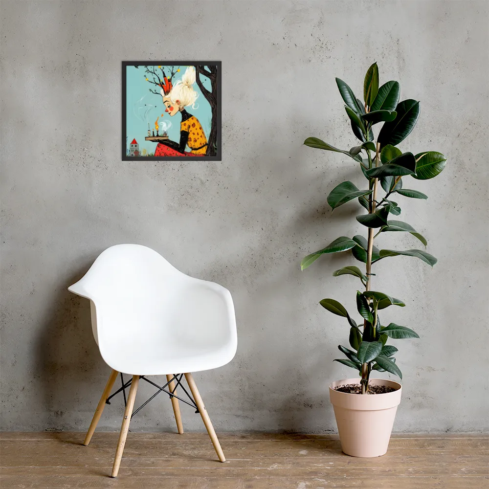 Whimsical Nature Girl | Poster with Black Frame | 16″×16″