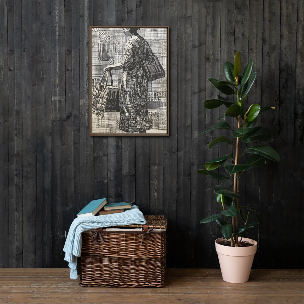 Urban Reflections: A Shopping Narrative | Canvas with Brown Frame | 20″×28″