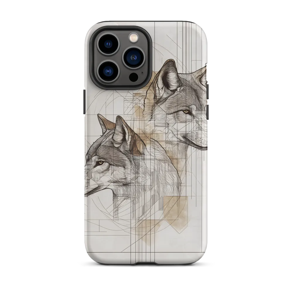 Geometric Harmony: The Essence of Wolves | Phone Case |  13 Pro Max | Tough Case | Matte