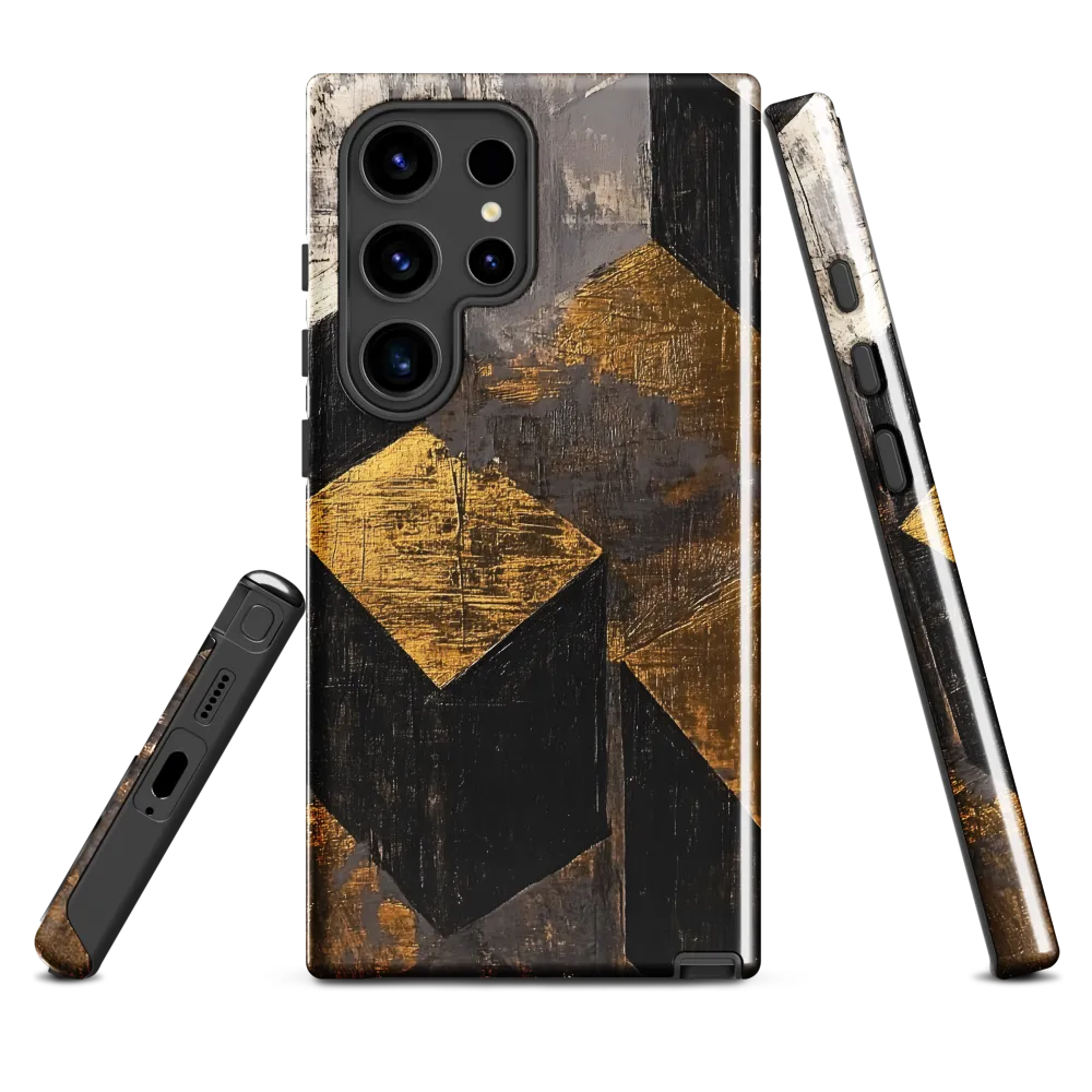 Geometric Harmony in Gold and Black | Phone Case |  S24 Ultra | Tough Case | Glossy