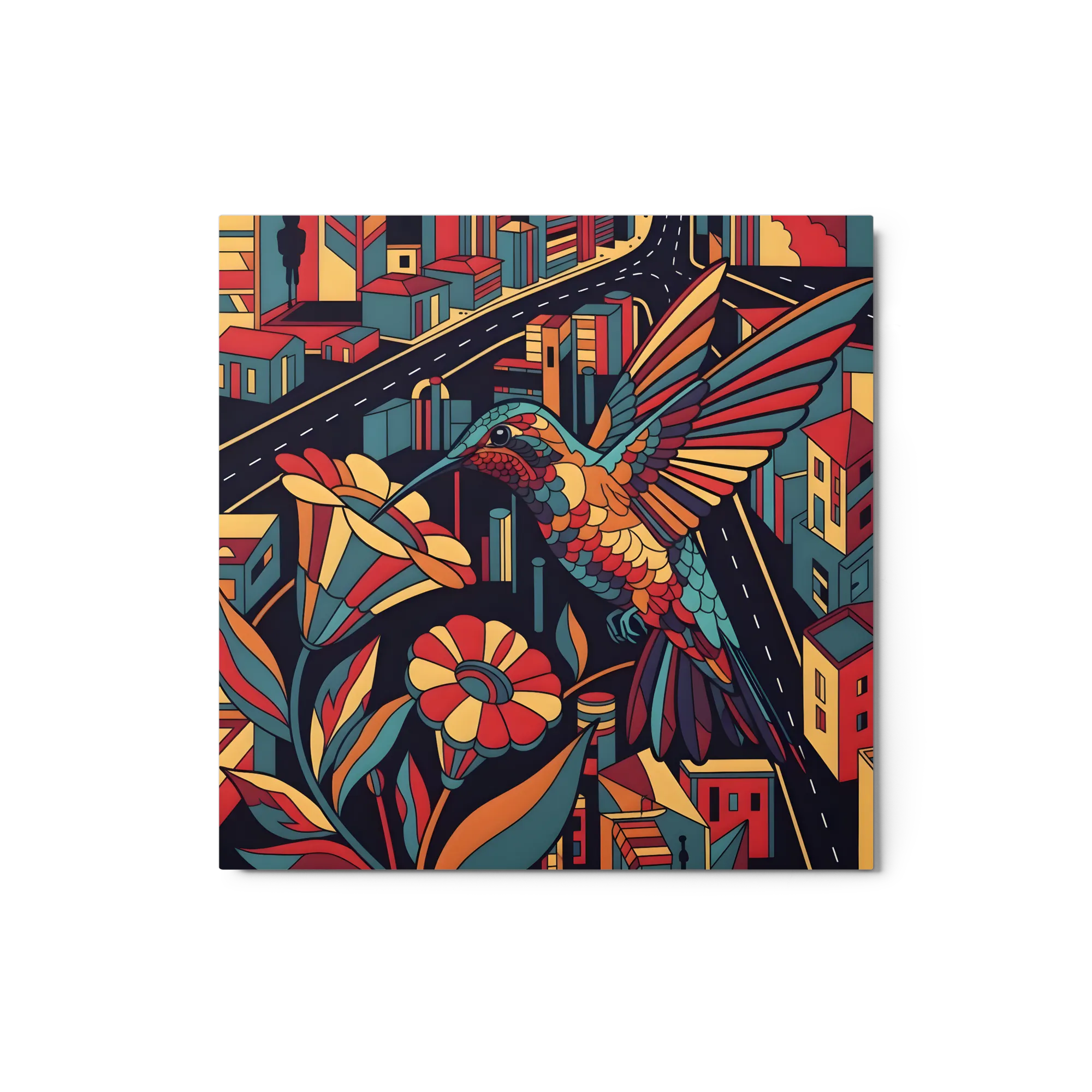Urban Hummingbird 
 Metal Print | 12″x 12″