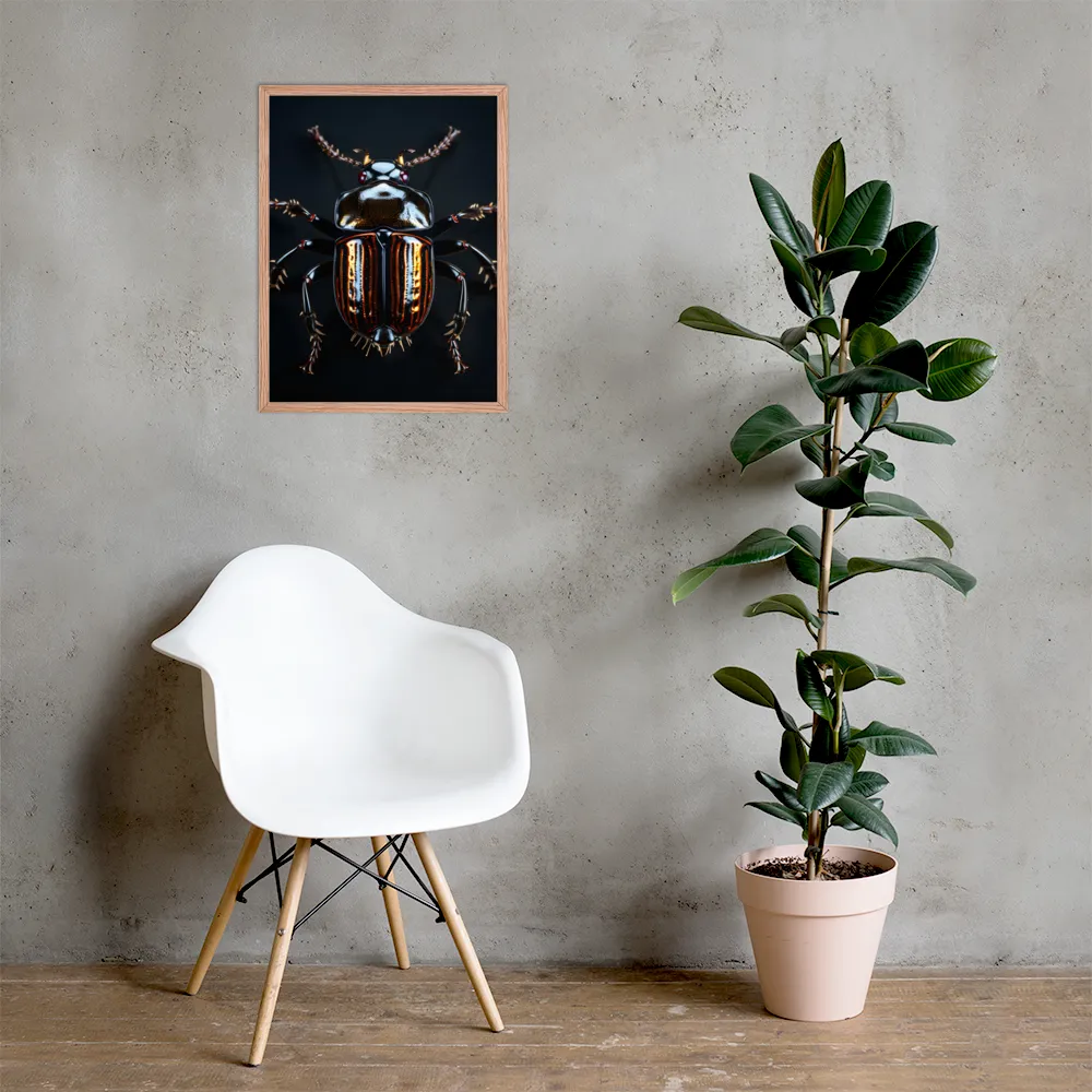 Luminous Insect Majesty | Poster with Red oak Frame | 18″×24″