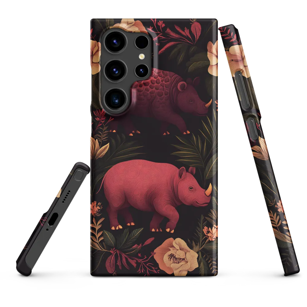 Rhinos in Floral Embrace