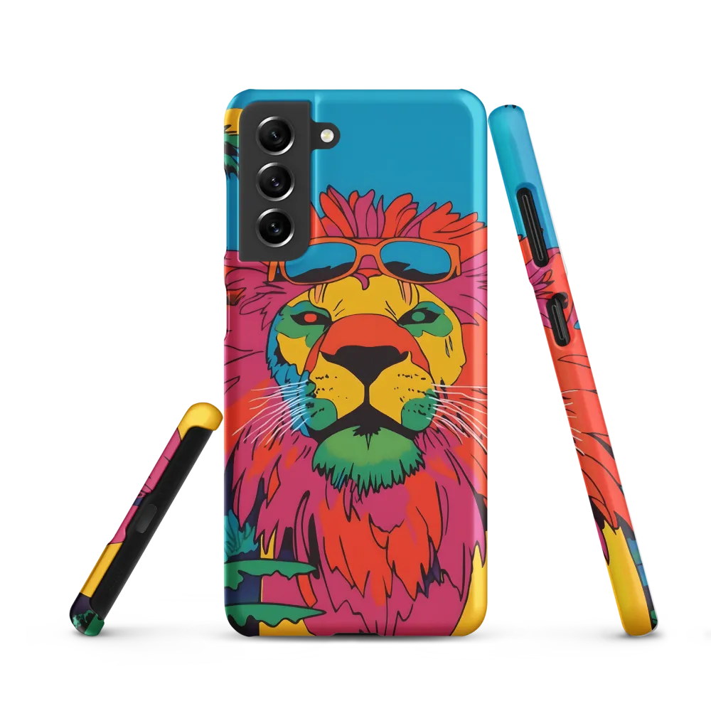 Lion with Sunglasses: A Vibrant Tropical Portrait | Phone Case |  S21 | Snap Case | Matte
