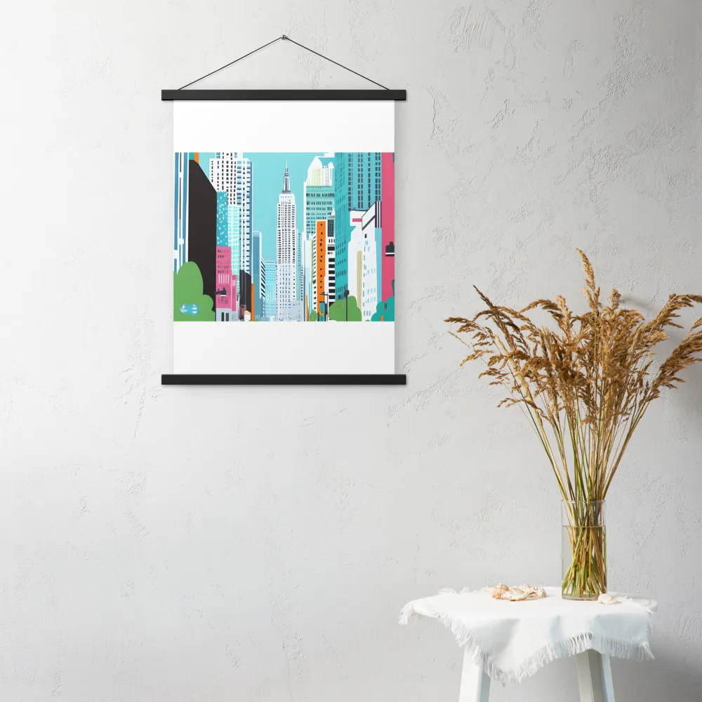 Urban Symphony: A Modern Cityscape | Poster With Black Wood Hanger | 18″×24″