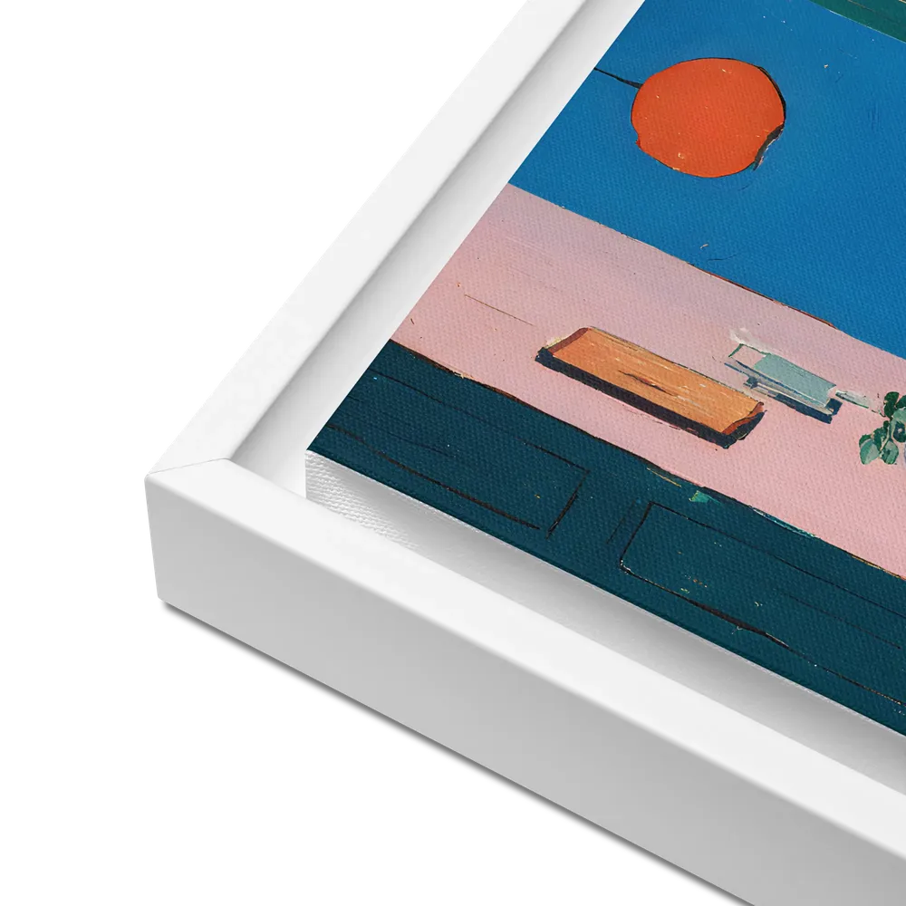 Breakfast by the Sea 
 Canvas with White Frame | 16″x 16″