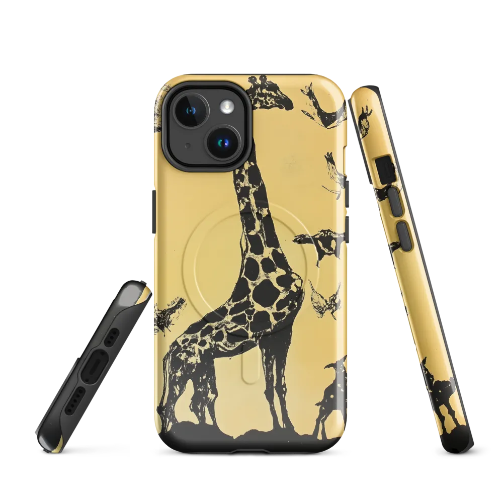 Whimsical Harmony of Giraffe and Birds