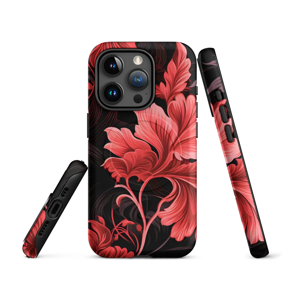Tropical Elegance in Red | Phone Case |  15 Pro | MagSafe® Tough Case | Matte