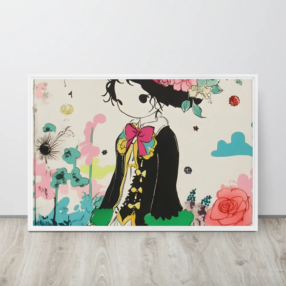 Whimsical Garden Reverie | Canvas with White Frame | 24″×36″