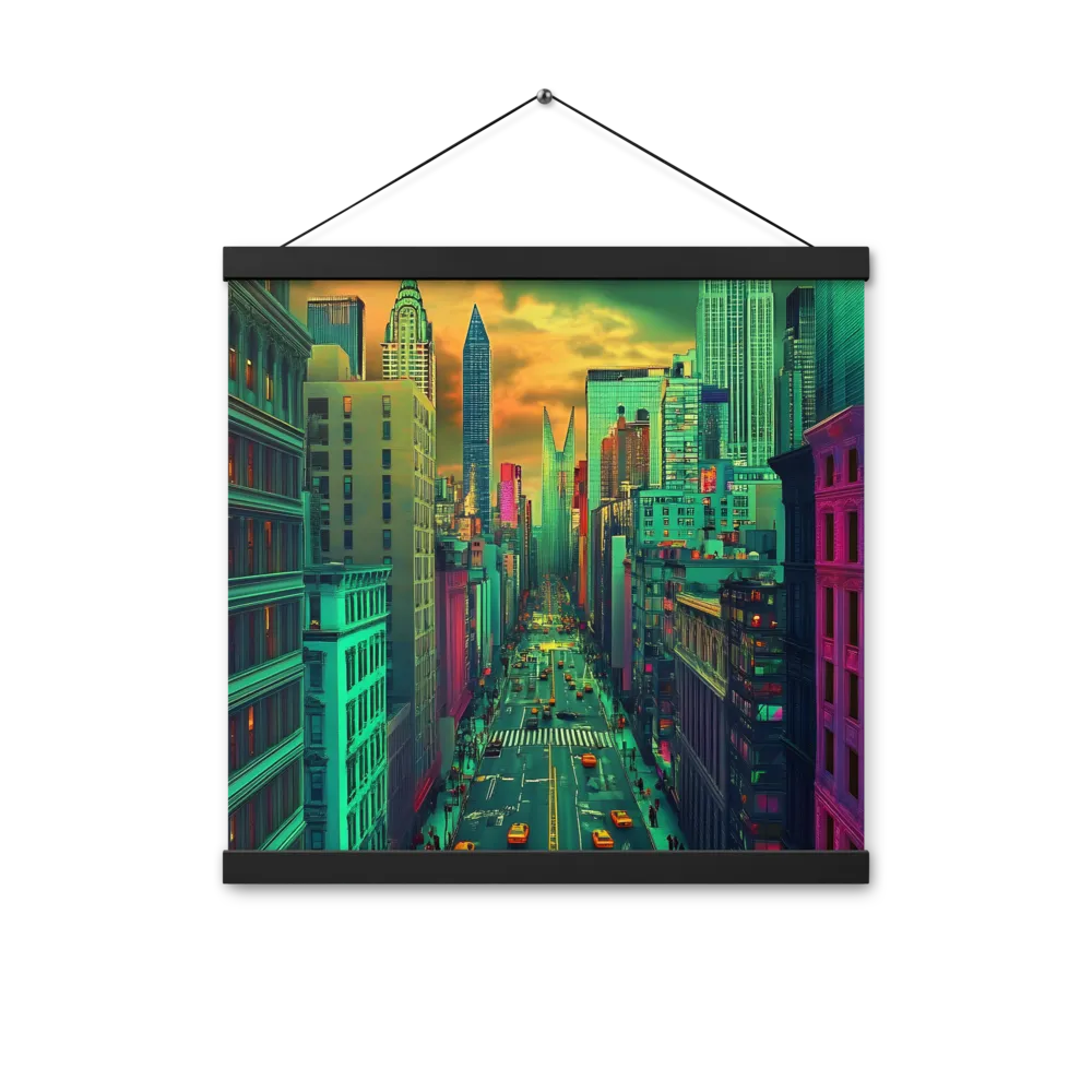 Urban Surrealism: Neon Dreams | Poster With Black Wood Hanger | 16″×16″