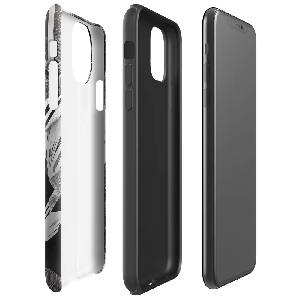 Monochrome Serenity in Tropical Foliage | Phone Case |  11 Pro Max | Tough Case | Glossy