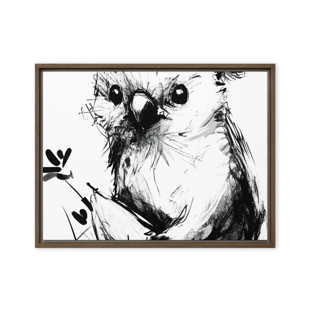 Whimsical Koala in Ink | Canvas with Brown Frame | 18″×24″