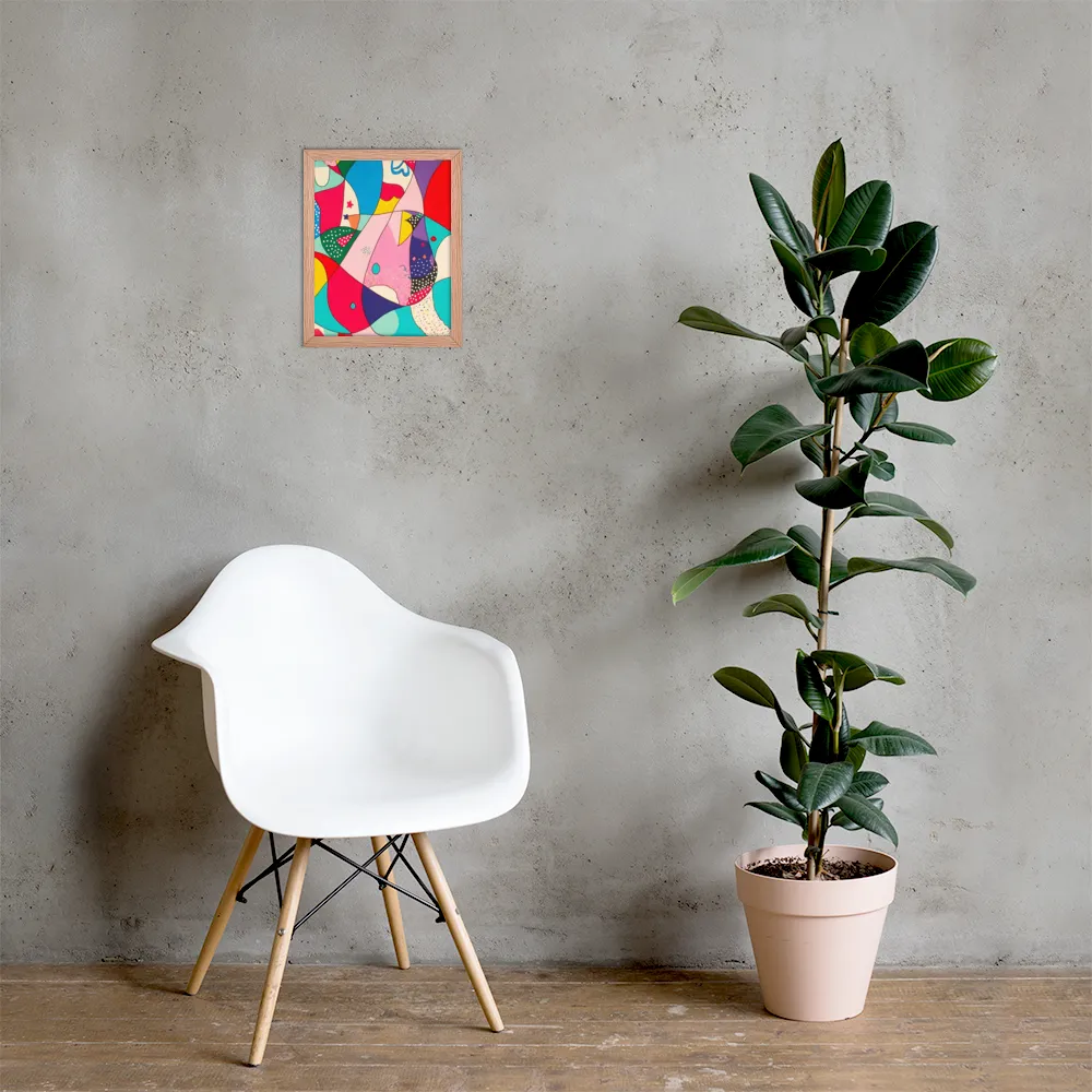 Playful Geometry in Color | Poster with Red oak Frame | 11″×14″