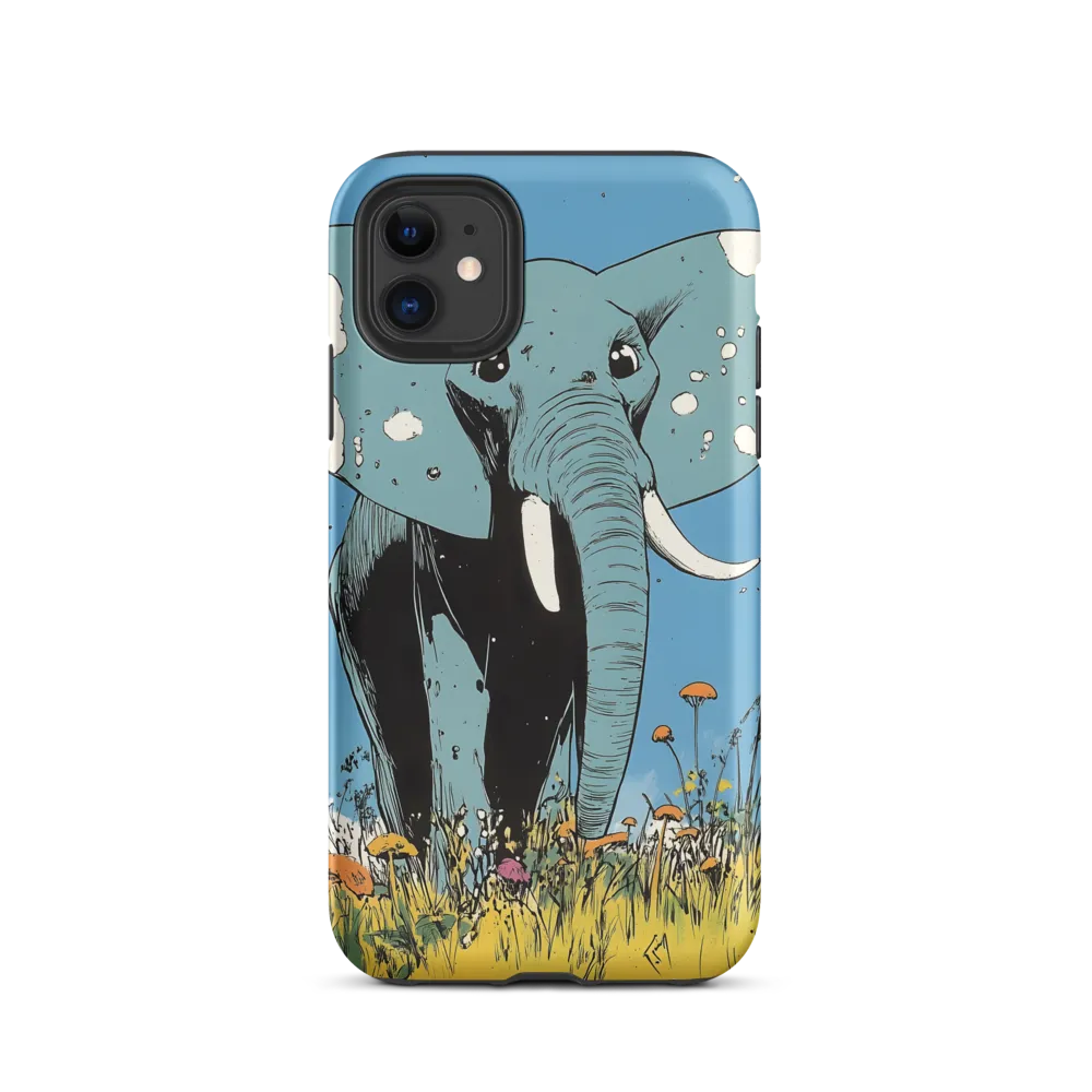 Whimsical Blue Elephant in Bloom