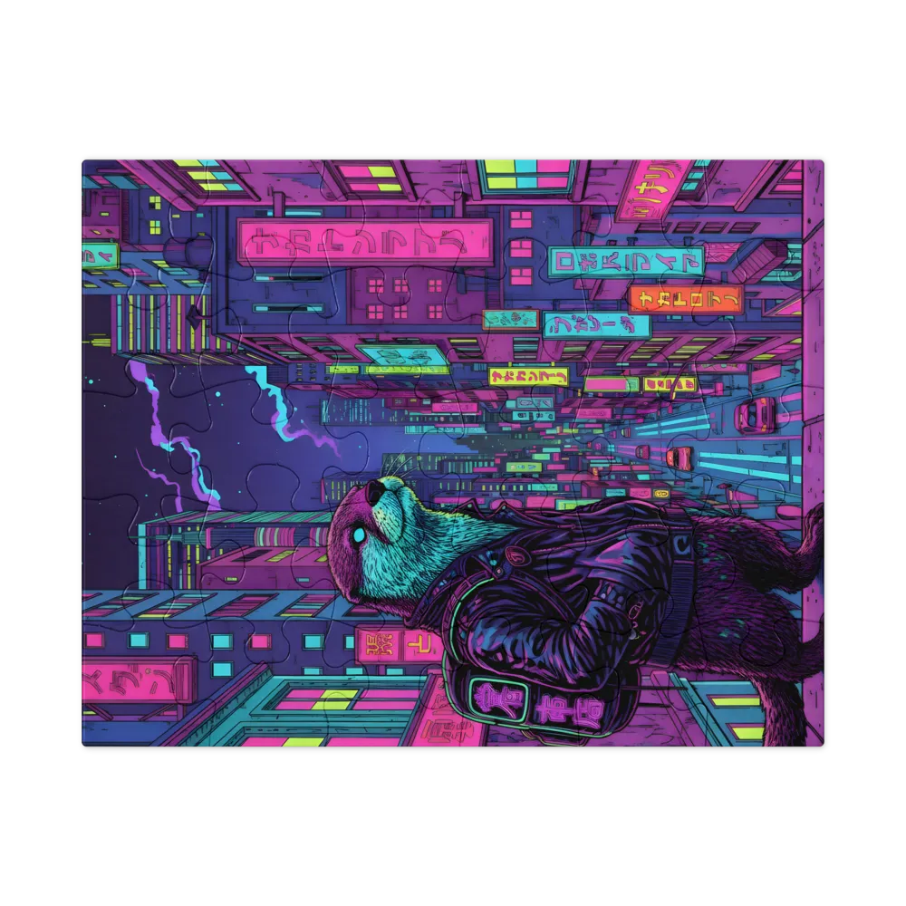 Neon City Otter 
 Jigsaw Puzzle in Tin Box