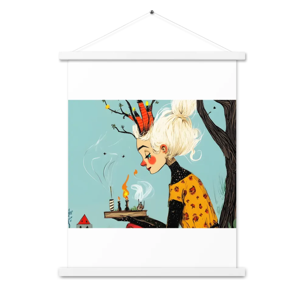 Whimsical Nature Girl | Poster With White Wood Hanger | 18″×24″