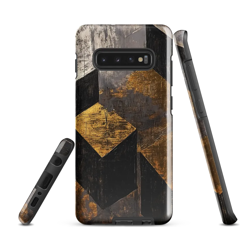 Geometric Harmony in Gold and Black | Phone Case |  S10 Plus | Tough Case | Glossy