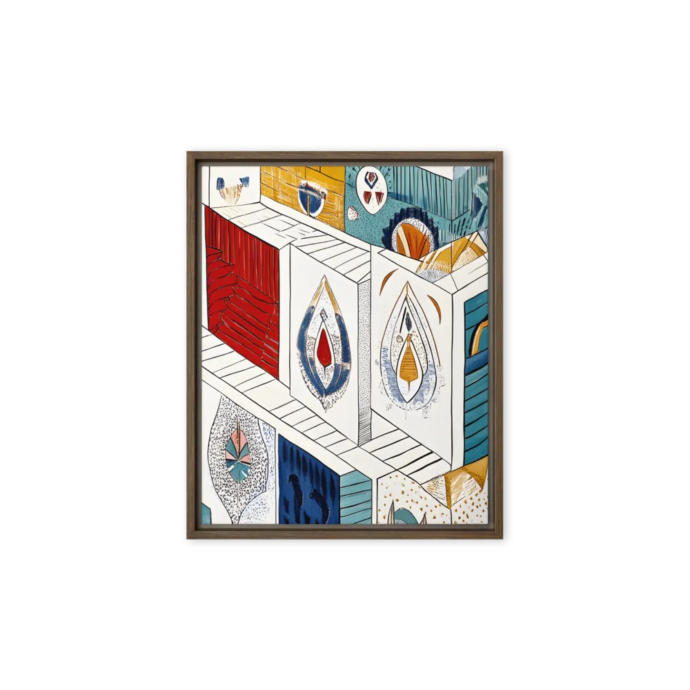 Symphony of Geometric Harmony | Canvas with Brown Frame | 8″×10″