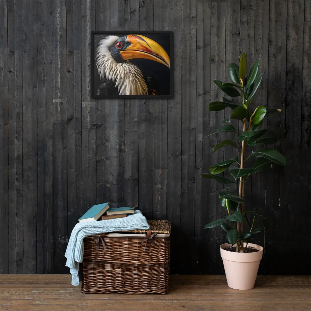 Majestic Hornbill Portrait | Canvas with Black Frame | 16″×20″