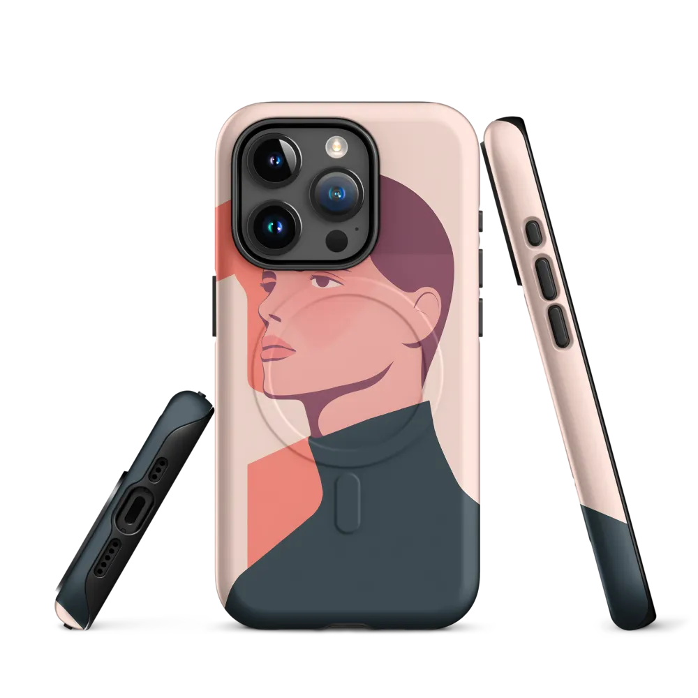 Contemplative Portrait in Minimalism | Phone Case |  15 Pro | MagSafe® Tough Case | Matte