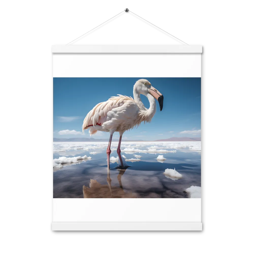 Graceful Solitude of a Flamingo | Poster With White Wood Hanger | 16″×20″