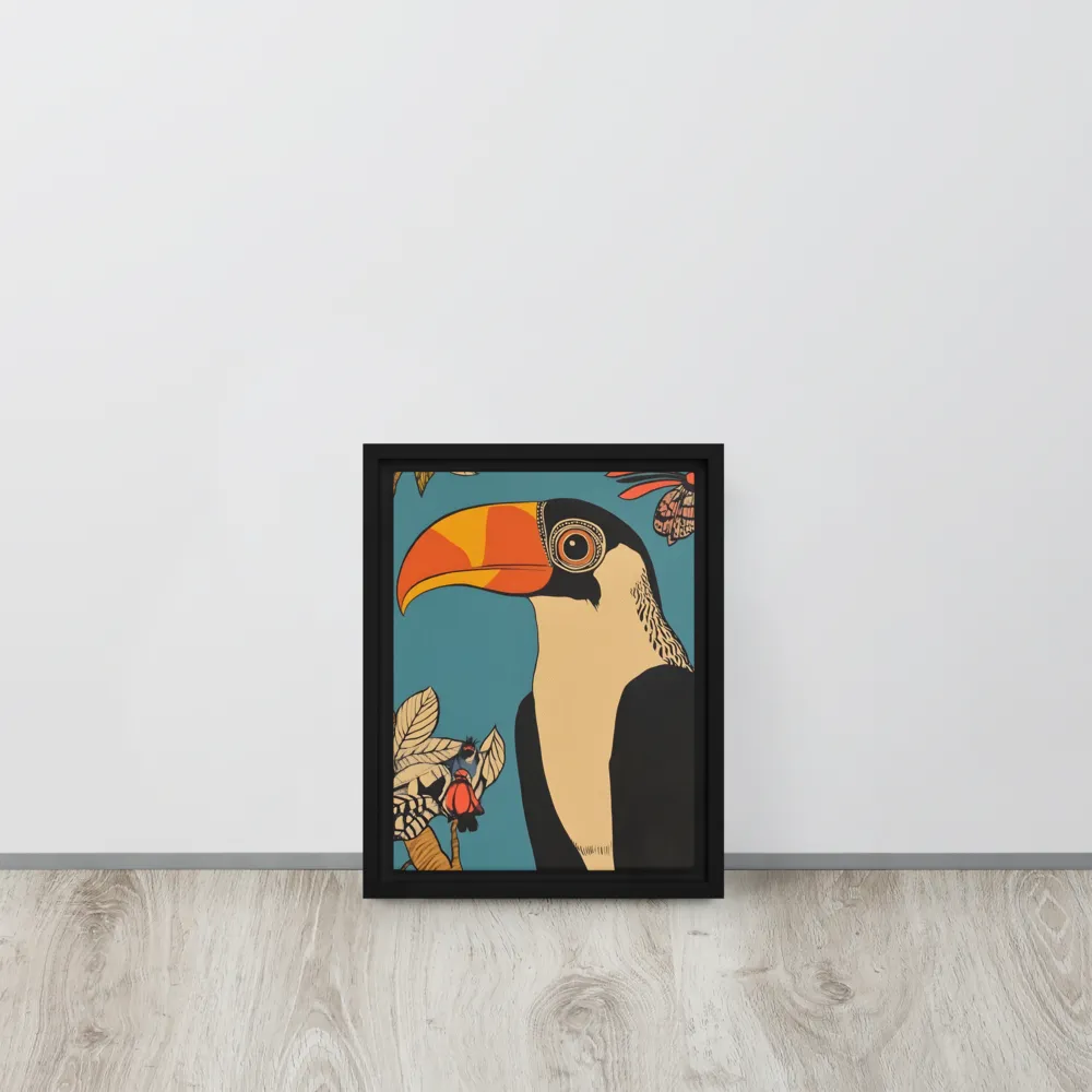 Tropical Majesty: The Toucan at Rest | Canvas with Black Frame | 9″×12″