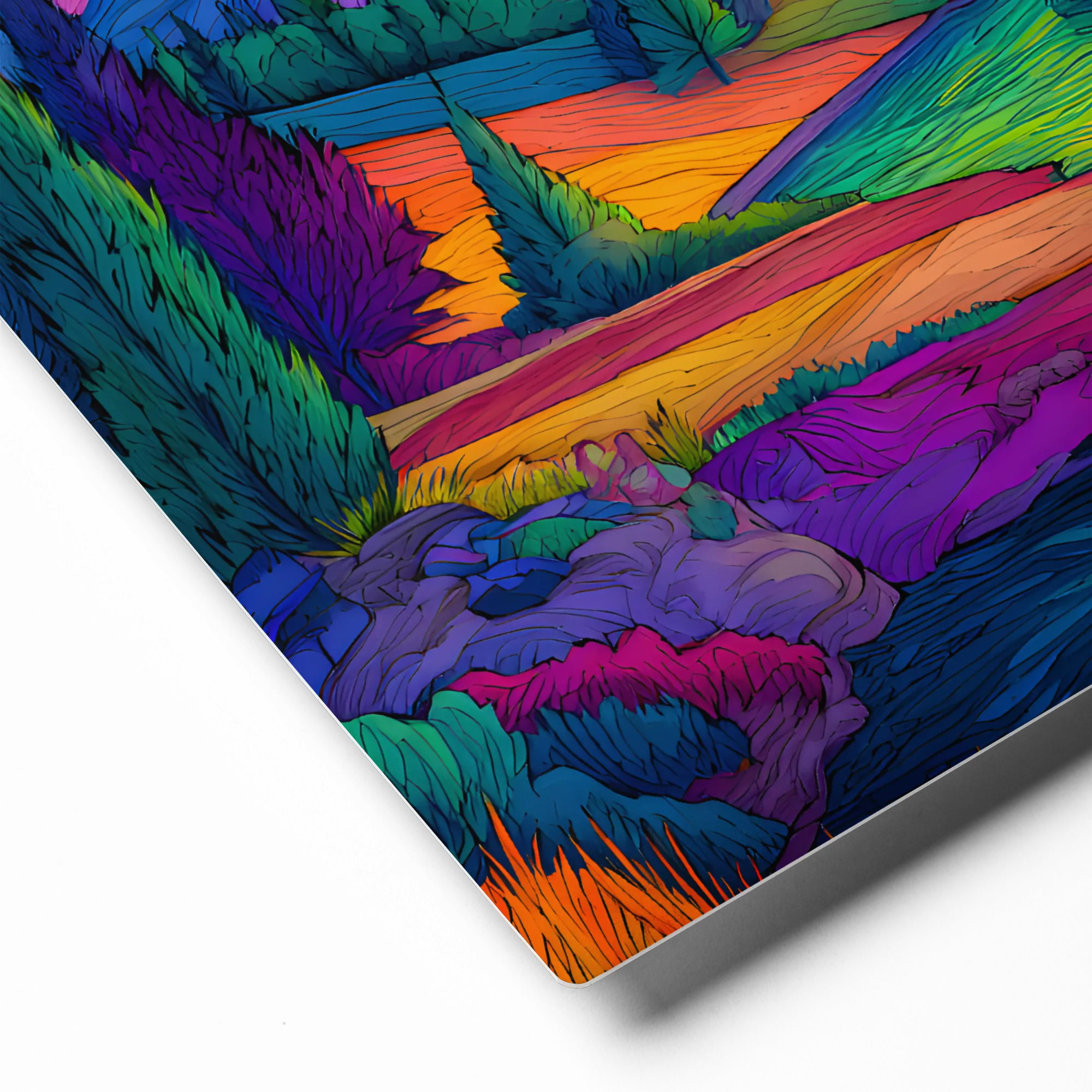 Whimsical River Valley Night 
 Metal Print | 12″x 12″