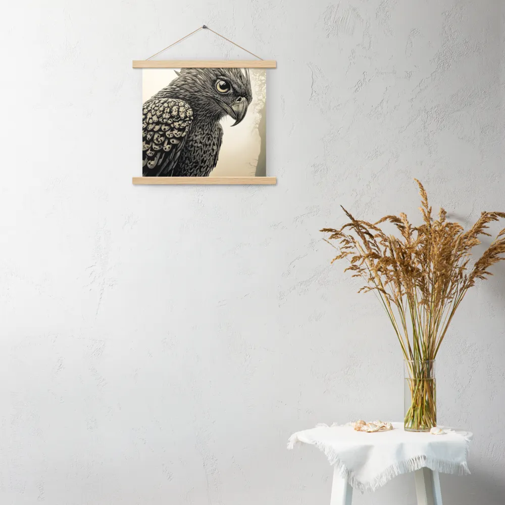 Majestic Owl in Detail | Poster With Oak Wood Hanger | 14″×14″